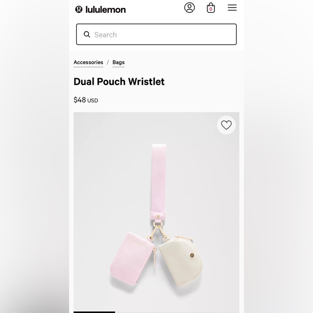 lululemon pink and white dual pouch wristlet